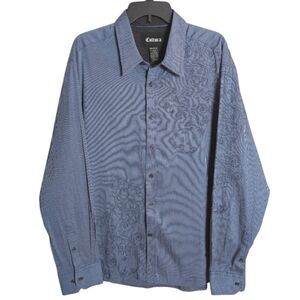 Cultura Men's Blue Pintripe Embroidered Button Down Shirt Mens 2XL XXL
